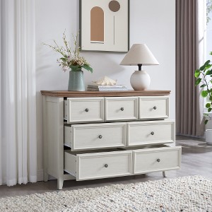 TIRAMISUBEST Modern 7 Drawers Dresser,Farmhouse Dresser of Drawers Closet Organizers and Storage Clothes Storage Drawers - 1 of 4