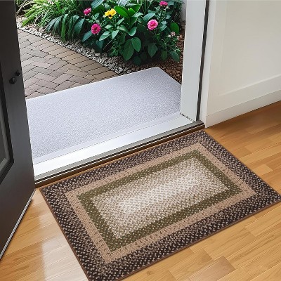 Vintage Braided Doormat, Washable Low-Pile Non-Slip Non-Shedding Small Rug for Entrance, Bedroom, Living Room, Kitchen, Farmhouse Decor