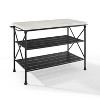HomeStock  Madeleine Kitchen Island with Shelves for Storage, Microwave Stand, Coffee Bar, Steel with Faux Marble Top - 2 of 4
