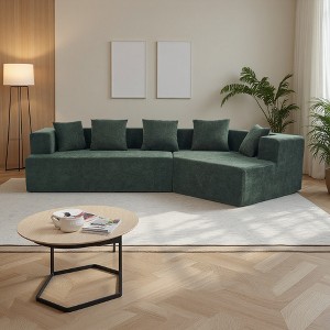 130" Deep Seat Memory Foam Sectional Sofa with 5 Pillows - 1 of 4