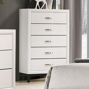 31" Engineered Wood Contemporary Two-Tone dressers Chest with Wooden Legs and Nickel Bar Pulls - 1 of 4
