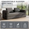 QingMoon Convertible Sleeper Sofa Bed, Corduroy Folding Mattress Couch, 3-Seat Floor Sofa with Pull Out Bed and Cylindrical Pillow for Living Room - 2 of 4