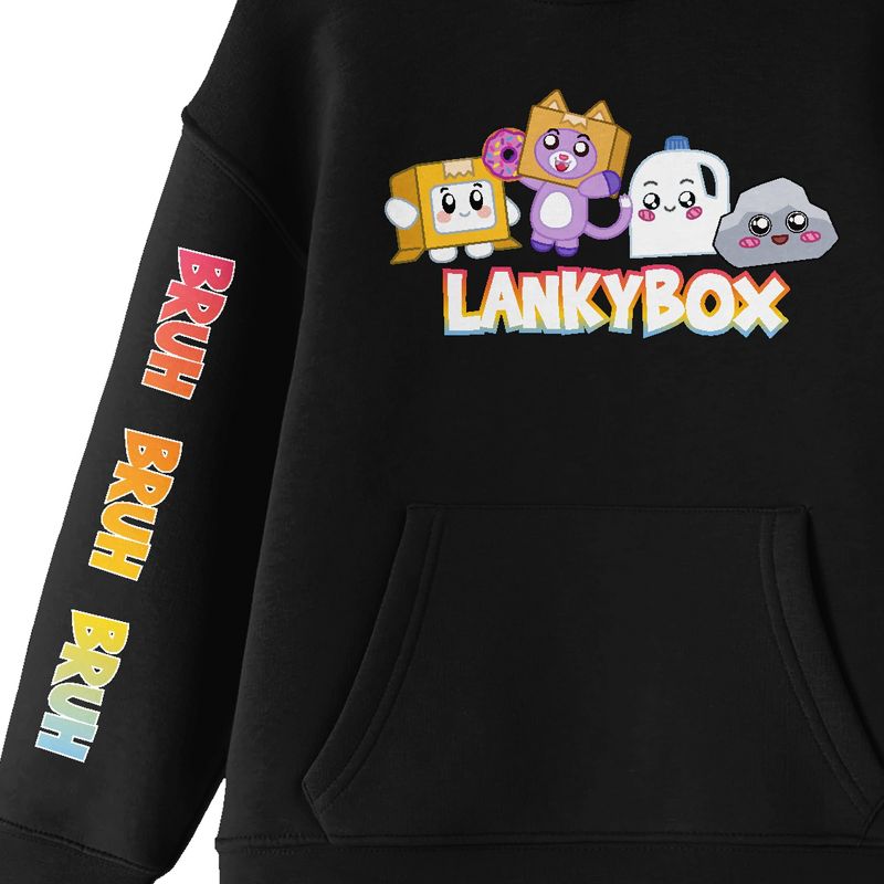 Lanky Box Cute Characters Long Sleeve Black Youth Hooded Sweatshirt, 3 of 5