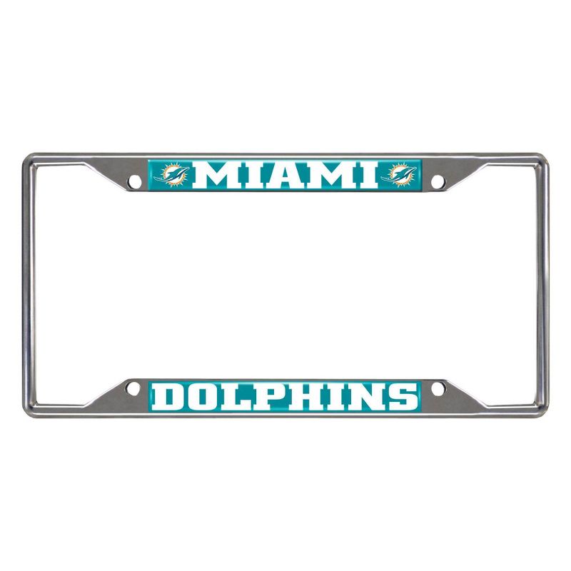 NFL Miami Dolphins Stainless Steel License Plate Frame, 1 of 4
