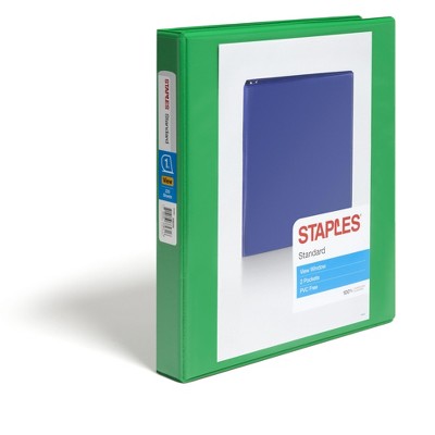 Staples Standard 1" 3-Ring View Binder Green (58652) 58656