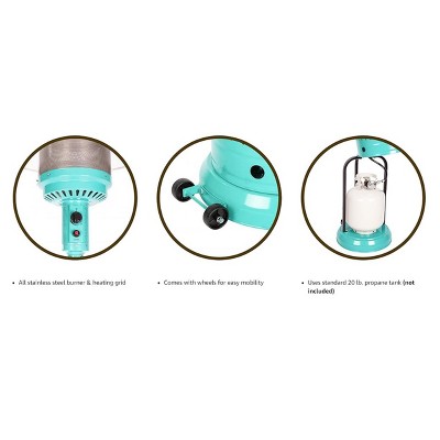 Aqua Blue Powder Coated Propane Patio Heater with Wheels