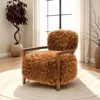Sapphtopaz Modern Faux Fur Accent Chair with Raked Back & Wooden Arms Upholstered Comfy Bedroom Chair Soft Armchair for Living Room, Bedroom - 3 of 4