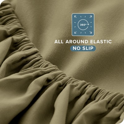 Olive Full-XL Microfiber Deep Pocket 4-Piece Sheet Set