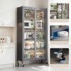 67.3" Kitchen Pantry Storage Cabinet with Acrylic Glass Door, Adjustable Shelves & Wheels, Metal Tall Food Cabinets - 3 of 4