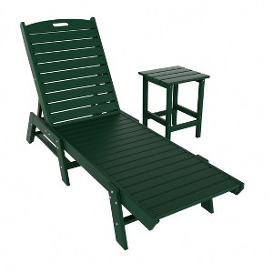 WestinTrends 2 Pieces Poly Outdoor Patio Chaise Lounge Chair with Side Table Set - 1 of 4