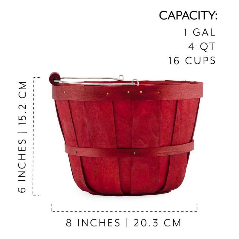 Cornucopia Brands Round Wood Baskets; Wooden Fruit Buckets w/ Handle for Farmers Market, Easter, Hostess Gift, 3 of 9