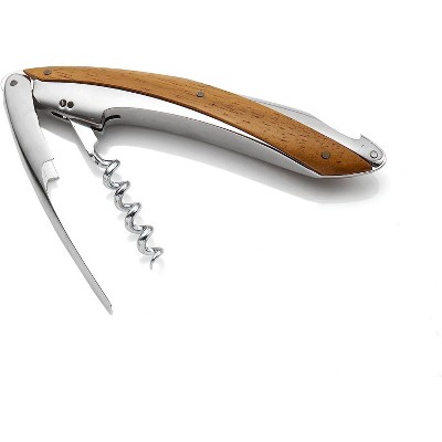 Stainless Steel and Acacia Wood Corkscrew Wine Opener