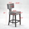 RISOKEYS Counter Height Bar Stools Set of 2 - Linen Fabric Upholstered Bar Chair with Curved Backrest and Copper Nails - Furniture for Home - 3 of 4