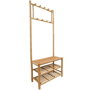Nordlys Solid Bamboo Wood Hall Tree Exotic Boho Entry - 1 of 4