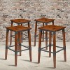 Emma and Oliver 4 Pack Commercial Grade Rustic Walnut Industrial Style Backless Wood Barstool - 2 of 4
