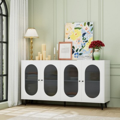 Modern Accent Sideboard Cabinet with Acrylic Doors, Freestanding Storage Cupboard Console Table for Kitchen Dining Living Room Hallway Office