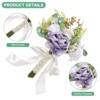 Unique Bargains Wedding Bridal Artificial Silk Ribbon Artificial Flower Bouquet Purple & White 1 Pcs - 2 of 4
