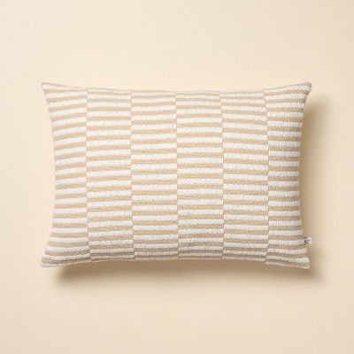 14"x20" Broken Stripe Lumbar Throw Pillow Tan/Cream - Hearth & Hand™ with Magnolia