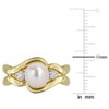 EVERLY JEWELRY | Yellow Plated Sterling Silver 1/5 CT TGW Created White Sapphire And 7 - 7.5 MM White Freshwater Cultured Pearl Fashion Ring - 4 of 4