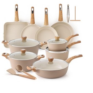Itopfox Ceramic Cookware Set, Non-Toxic Nonstick Pots and Pans for Induction Stovetops, Healthy Kitchen Cooking Set with Frying Pans and Saucepans - 1 of 4