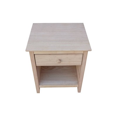 Light Wood 1-Drawer Nightstand with Tapered Legs