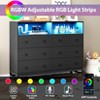 6 Drawers Dresser with LED Lights for Bedroom, Drawer Dressers with Charging Station, Open Space Storage Chest for Entryway, Closet, Living Room - 3 of 4