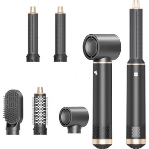 Dryhsip 5-in-1 Hot Air Styler, Curling & Straightening Brush, Negative Ion, 3 Heat Settings, Gray - 1 of 4