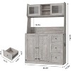 67 Inch Farmhouse Kitchen Hutch with LED Lighting, 3-Drawer Freestanding Cabinet with Countertop for Dining & Storage, for Living Room - 2 of 4