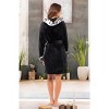 ADR Women's Short Bathrobe, Womans Robe Plush Faux Fur Accents Fuzzy Feather Bath Robe - 3 of 4
