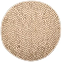 4' Round Solid Woven Area Rug Ivory/Natural - Safavieh