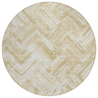 Beige Tan And Ivory Geometric Washable Indoor Outdoor Area Rug