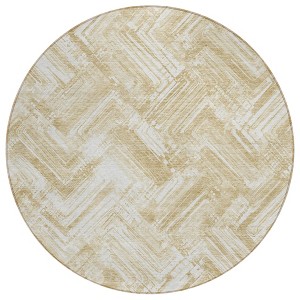 Beige Tan And Ivory Geometric Washable Indoor Outdoor Area Rug - 1 of 4