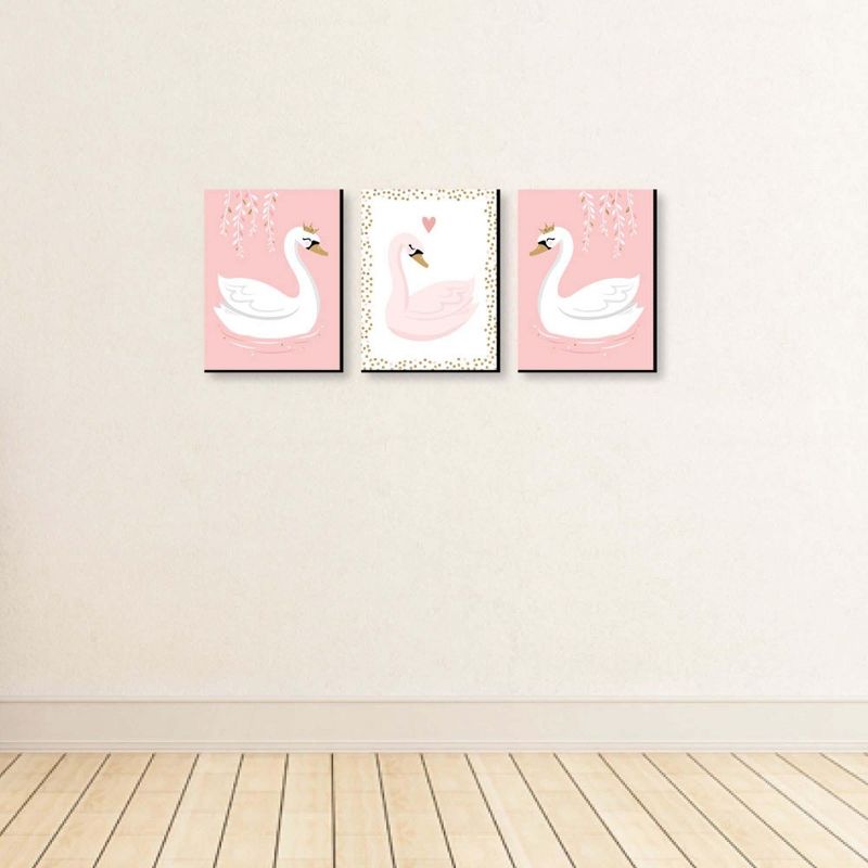 Big Dot of Happiness Swan Soiree - White Swan Nursery Wall Art and Kids Room Decorations - Gift Ideas - 7.5 x 10 inches - Set of 3 Prints, 3 of 8