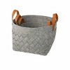 WeThinkStorage Set of 3 Felt Storage Basket with Vegan Leather Handles Gray - 2 of 4