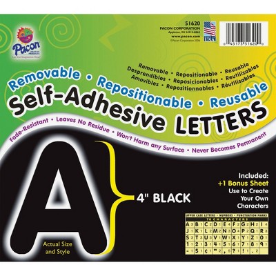 Pacon Self-Adhesive Letters 4" 78 Characters Black 51620