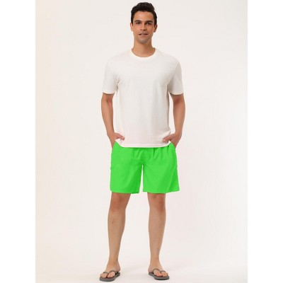 Lars Amadeus Men's Solid Color Elastic Waist Surfing Beach Board Shorts 2 Packs Green/Pink 36 — фото 3