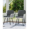 2-Piece Patio Dining Set - Black Metal Frame & White Rattan Armchairs w/ Cushions, for Garden, Balcony, Deck, Indoor/Outdoor - 3 of 4