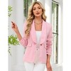 Women's Blazer Front Button Lapel Collar Suit Jackets with Faux Flap Pockets Long Sleeve Open Front Business Casual Blazer Office Outifts - 4 of 4