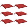 vidaXL Red Chair Cushions 6-Pack – Oxford Fabric Indoor/Outdoor Chair Pads 15.7"x15.7"x2.8" with Non-Slip Ties and Water-Resistant Finish - 3 of 4