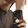 SOHI Women's Metallic Gold Dented Pearl Statement Bracelet - 4 of 4