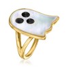Ross-Simons Mother-Of-Pearl and Black Enamel Ghost Ring in 18kt Gold Over Sterling - 3 of 4