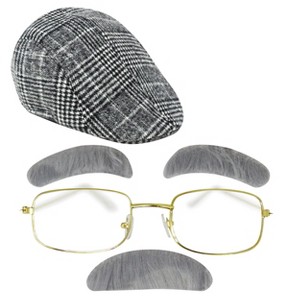 4E's Novelty Old Man Costume For Kids Boys - 100 Days of School Costume for Boys, Old Man Costume for Kids, Grandpa Dress Up Accessories Kit 5 Pcs Set - 1 of 4
