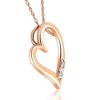 Pompeii3 Diamond Heart Pendant Necklace 18" 3-Stone 10K Rose Gold - 2 of 4