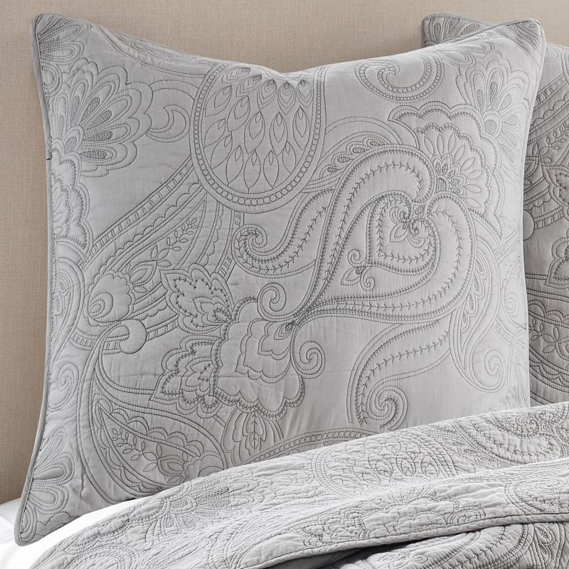 Perla Grey Paisley Quilted Euro Sham - 2pk - Levtex Home, 2 of 4