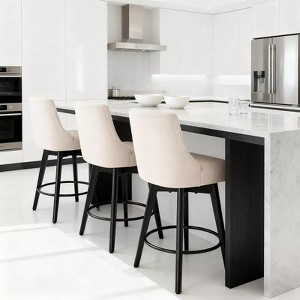 Dyonery 26" Bar Stools Set of 2/3, Modern PU Leather Counter Height Stools with Metal Legs & Footrest, Armless Chairs with Back for Kitchen - 1 of 4