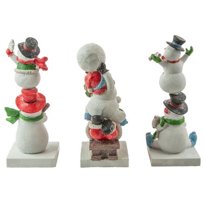 Set of 3 Glitter Snowmen Christmas Stocking Holders