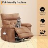 Oversized PU Leather Power Swivel Rocker Recliner Chair with Massage Function, Ergonomic Design Featuring 1.5X Sponge Filling and Side Pocket - 4 of 4