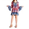 Women's Tassel Tie Bell Sleeve Mini Dress - Velzera - 2 of 4