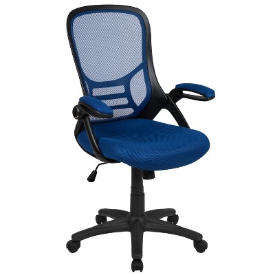 Emma And Oliver High Back Blue Mesh Ergonomic Office Chair With Black ...