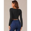 Allegra K Women's Criss Cross Halter Neck Tie Up Basic Long Sleeve Crop Top - 4 of 4